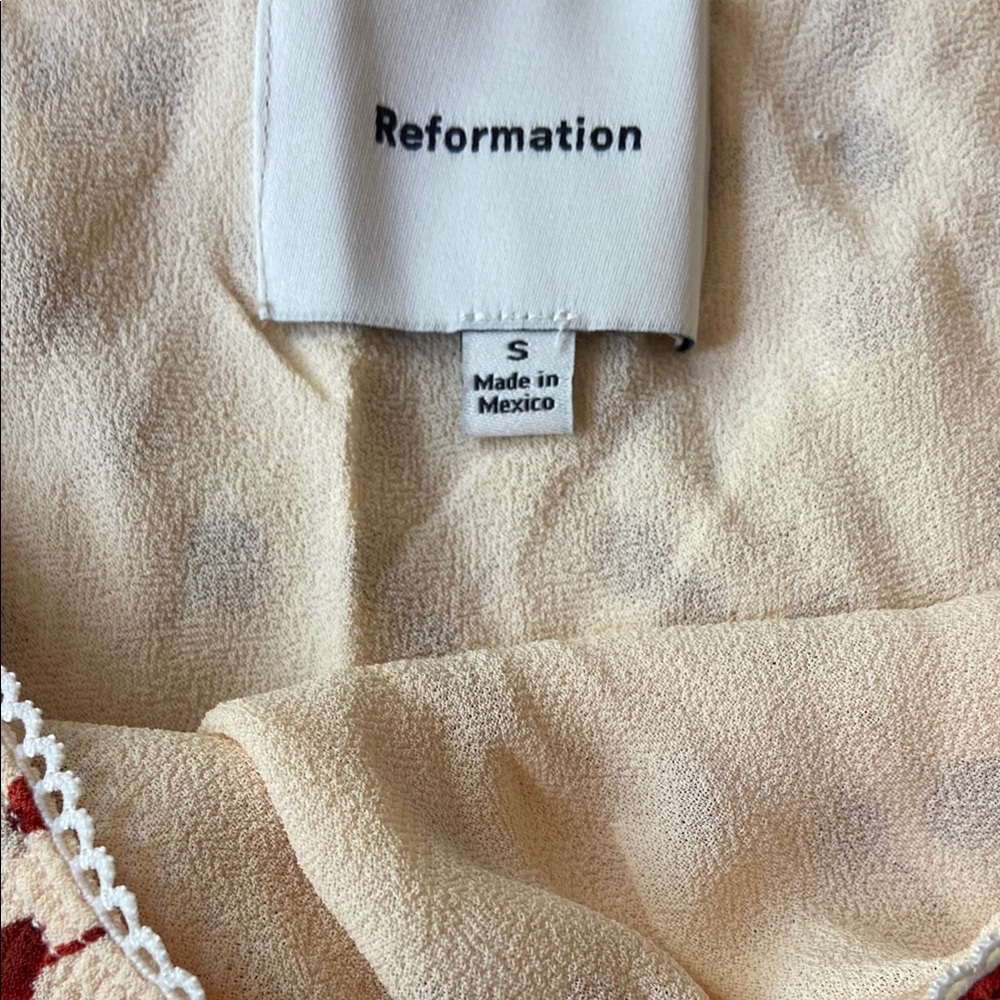 Reformation Beige Floral Mini Skirt